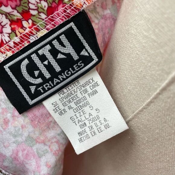 Vintage 90s City Triangles Floral Fit & Flare Spaghetti Strap Dress S 5 6 - Picture 8 of 9